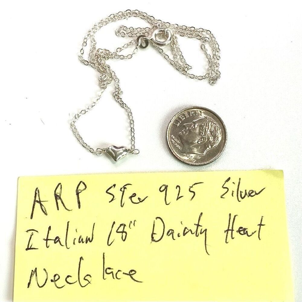 ARP Dainty Sterling 925 silver Heart Necklace - Picture 9 of 9